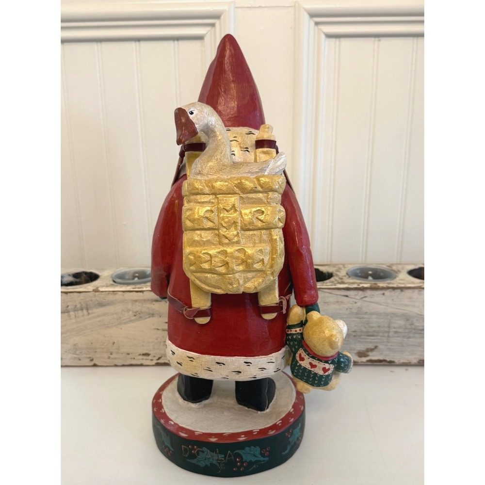 Vintage House of Hatten Santa Claus Holding Bear Goose In Basket 15" Folk Art - Picture 3 of 8